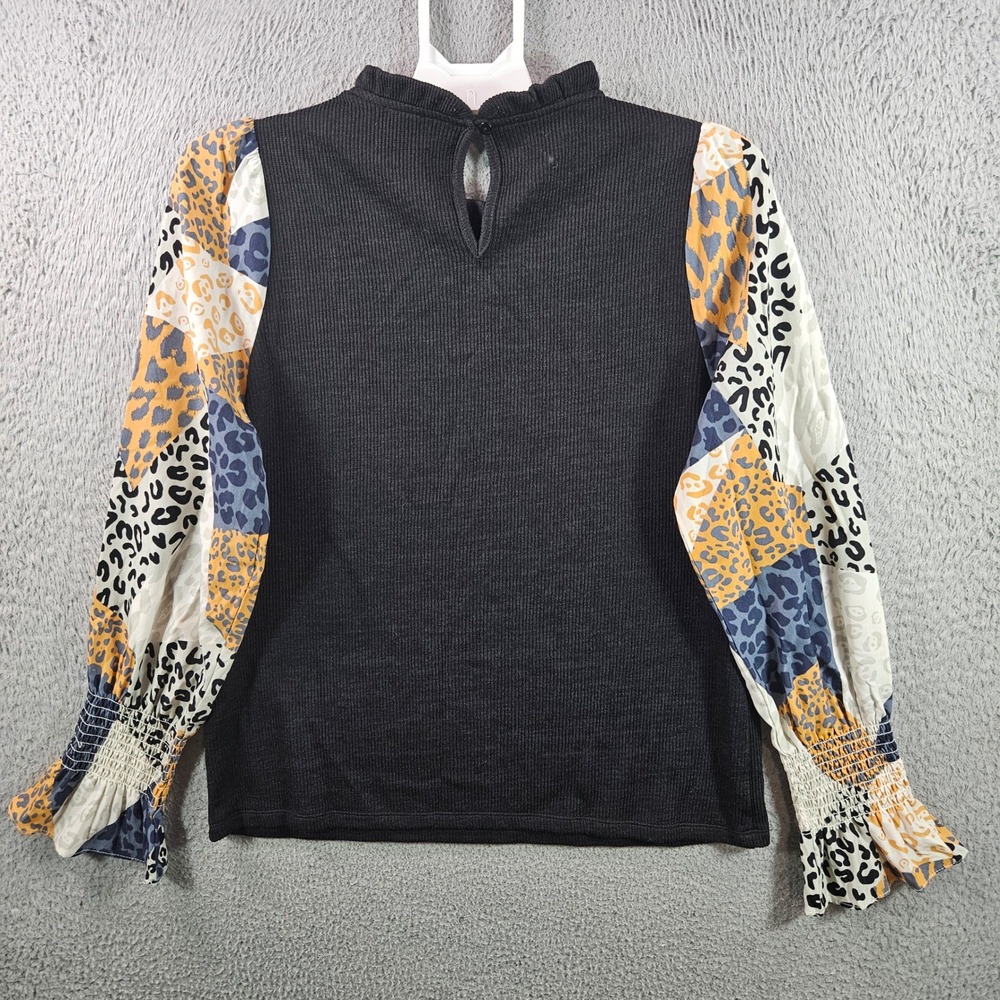 THML Patchwork Leopard Print Mock Neck Long Sleev… - image 7